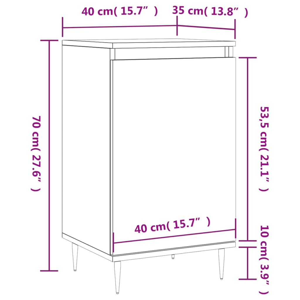 vidaXL betonszürke szerelt fa tálalószekrény 40 x 35 x 70 cm