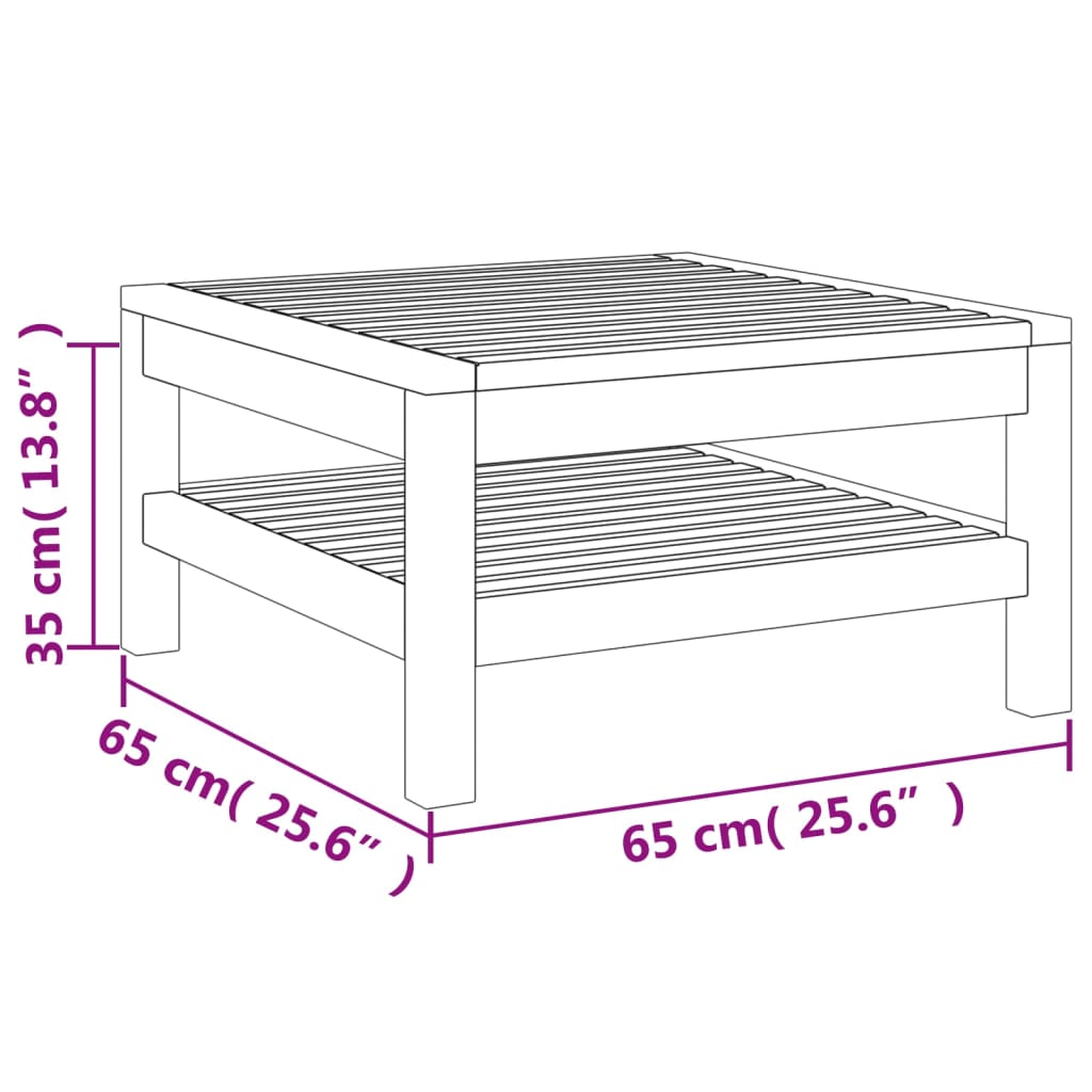 vidaXL tömör akácfa dohányzóasztal 65 x 65 x 35 cm