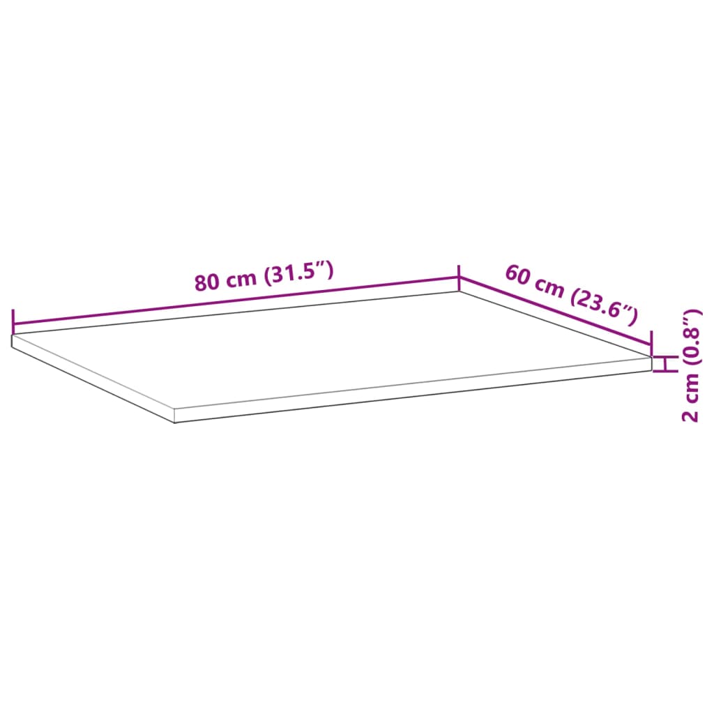 vidaXL olajbevonatú tömör akácfa íróasztallap 80 x 60 x 2 cm