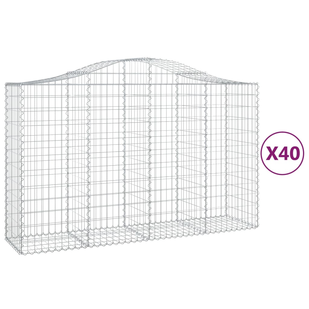 vidaXL 40 db íves horganyzott vas gabion kosár 200x50x120/140 cm