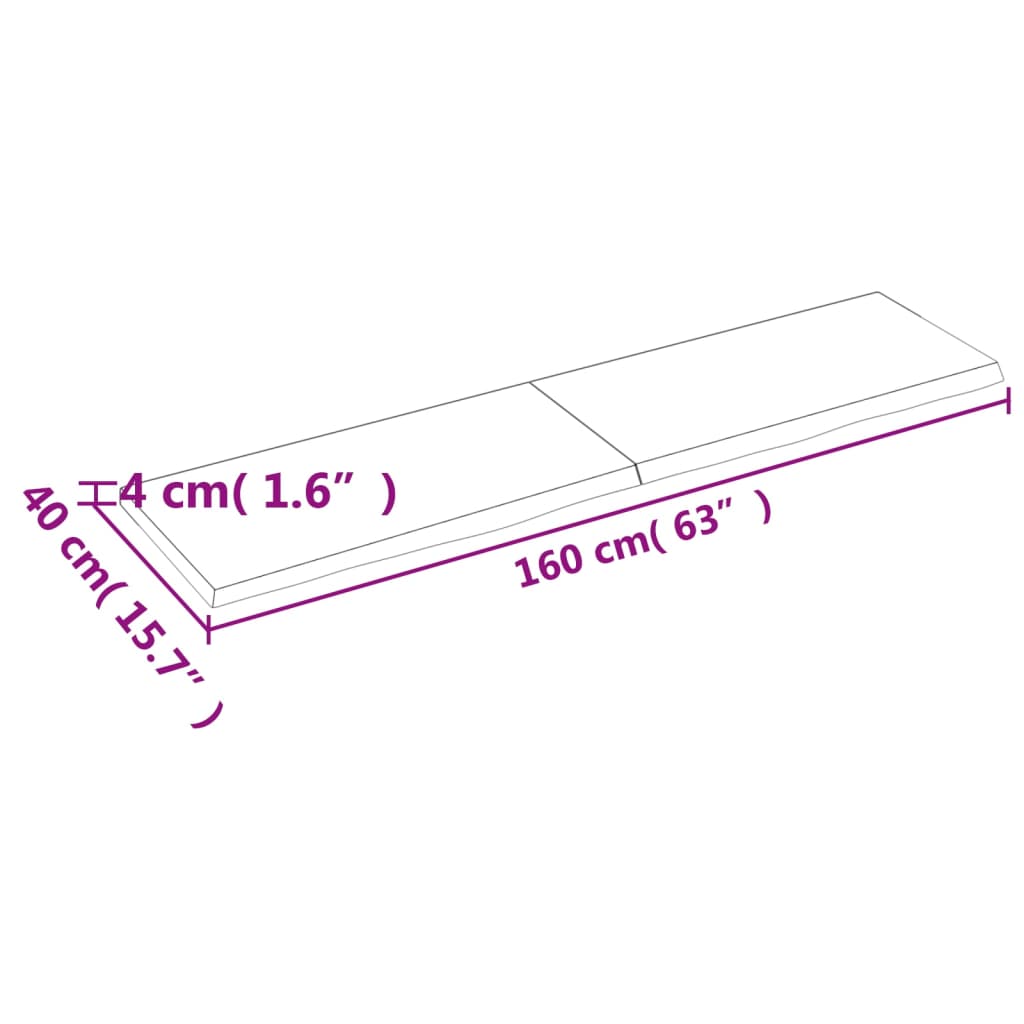 vidaXL világosbarna kezelt tömör tölgyfa asztallap 160x40x(2-4) cm