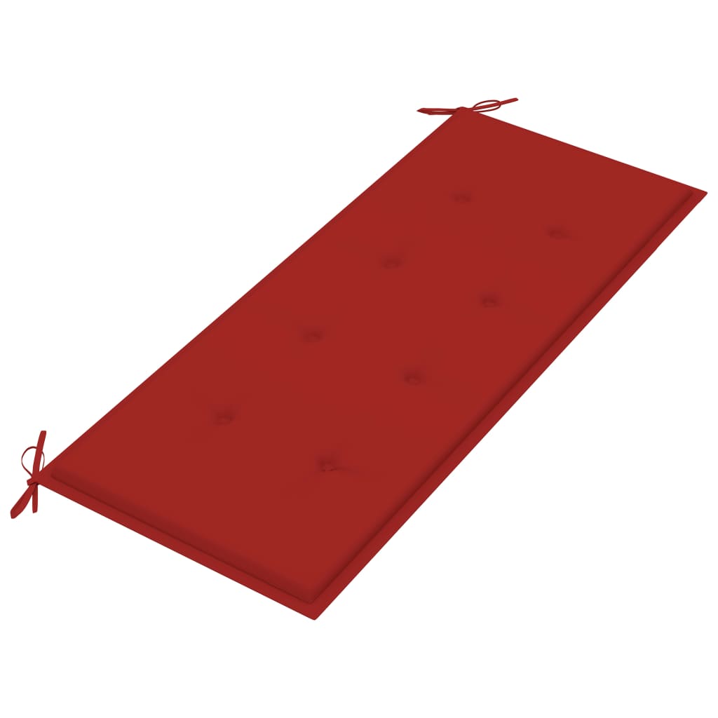 vidaXL tömör tíkfa Batavia pad piros párnával 120 cm