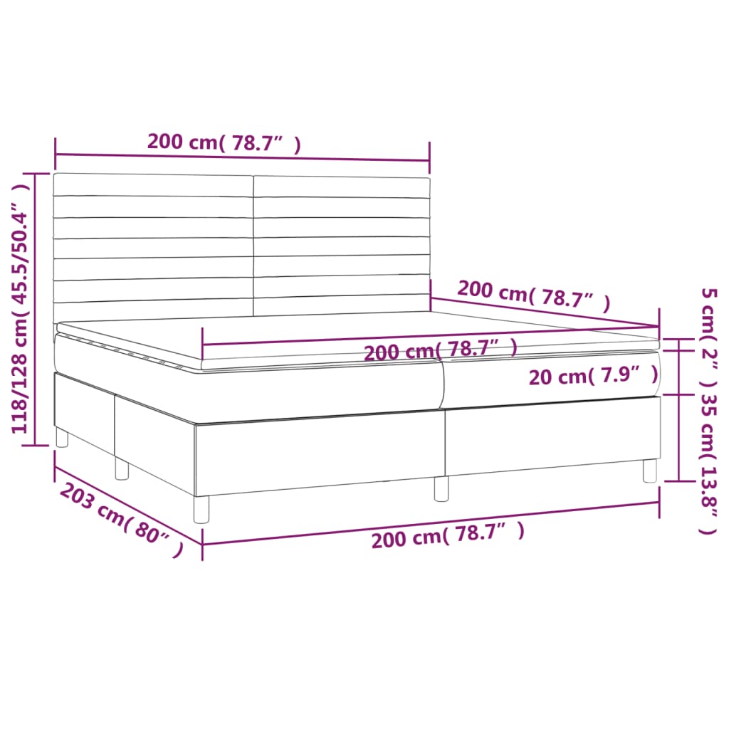 vidaXL sötétzöld bársony rugós ágy matraccal 200x200 cm