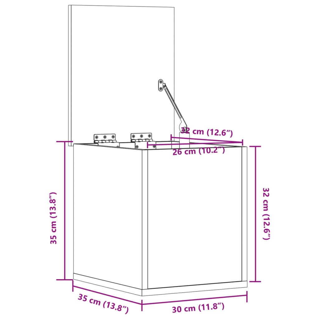 vidaXL betonszürke szerelt fa tárolóláda 30 x 35 x 35 cm