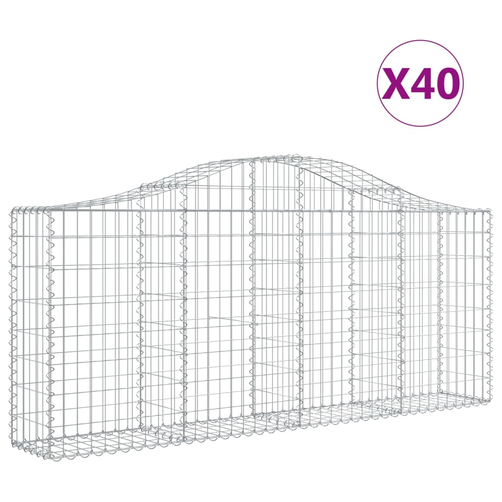 vidaXL 40 db íves horganyzott vas gabion kosár 200x30x80/100 cm