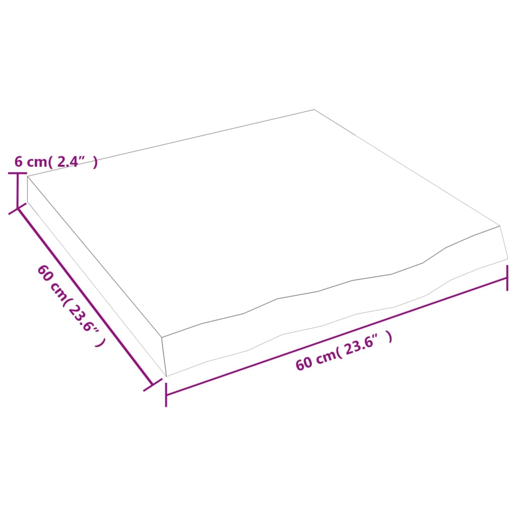 vidaXL világosbarna kezelt tömör tölgyfa asztallap 60x60x(2-6) cm