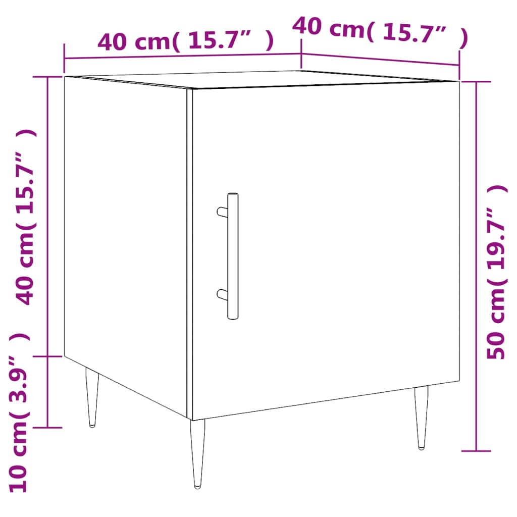 vidaXL 2 db sonoma tölgy színű szerelt fa éjjeliszekrény 40x40x50 cm