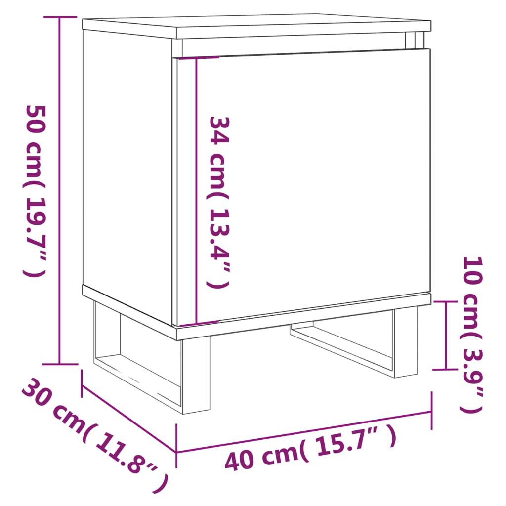 vidaXL 2 db sonoma tölgy színű szerelt fa éjjeliszekrény 40x30x50 cm