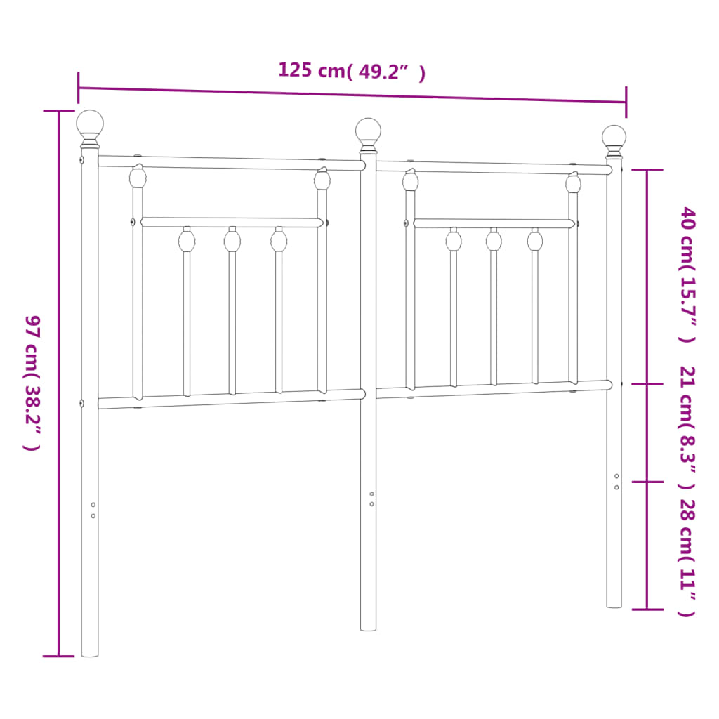 vidaXL fehér fém fejtámla 120 cm