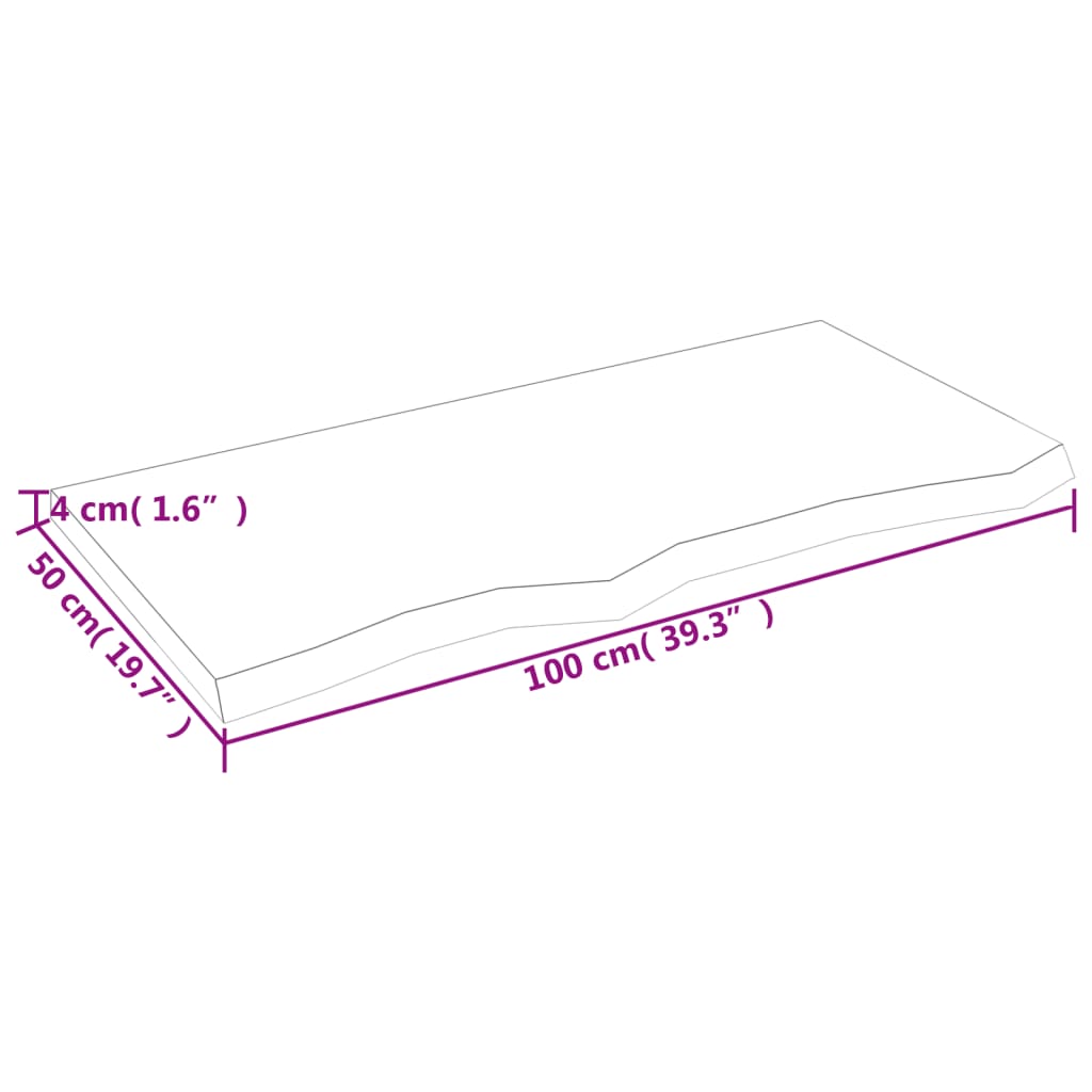 vidaXL kezeletlen tömör fa fürdőszobai pult 100x50x(2-4) cm