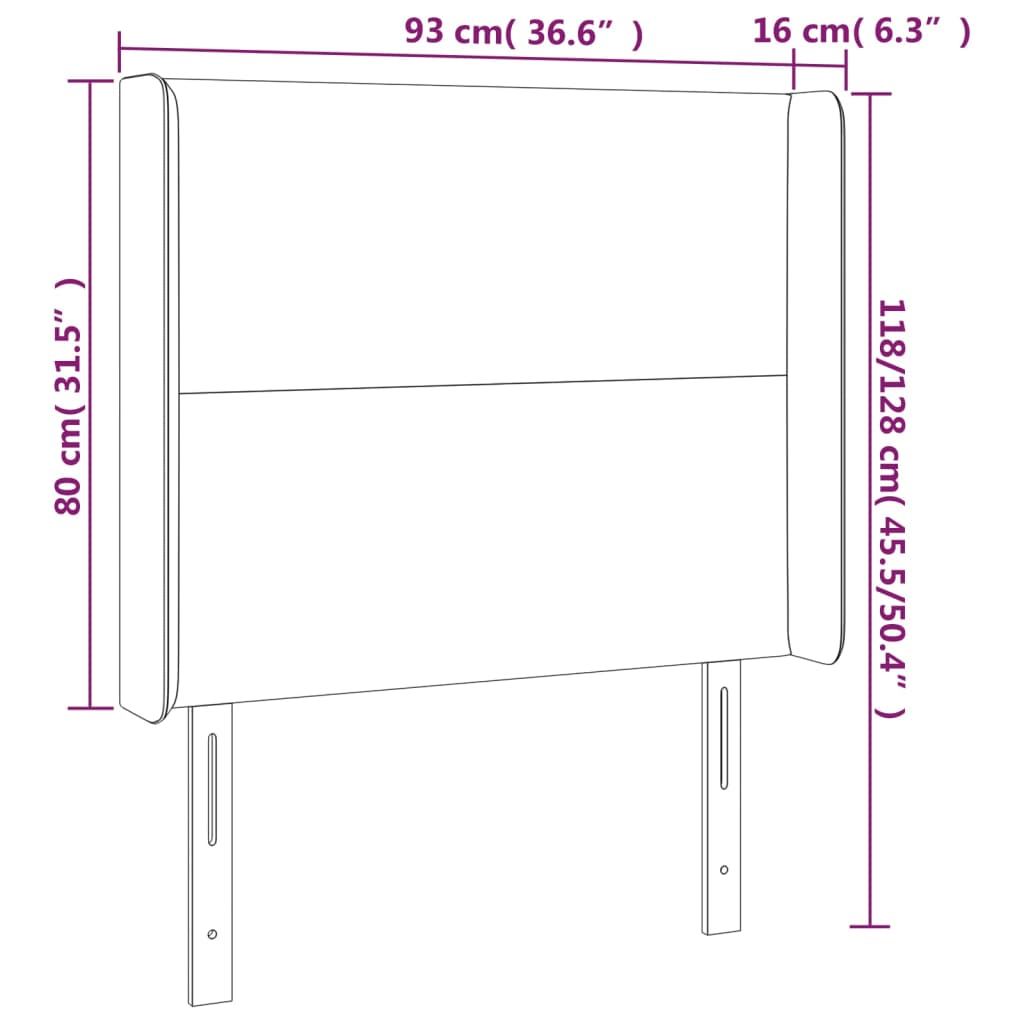 vidaXL sötétkék bársony fejtámla szárnyakkal 93x16x118/128 cm