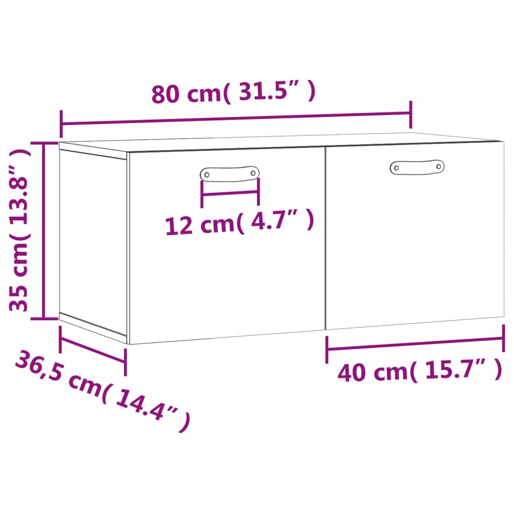 vidaXL betonszürke szerelt fa faliszekrény 80 x 36,5 x 35 cm