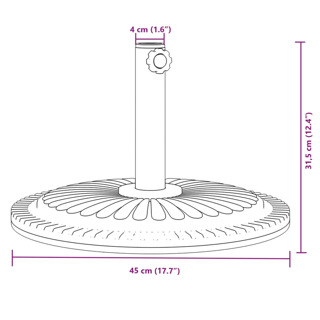 vidaXL kerek napernyőtalp rúdhoz Ø38 / 48 mm 12 kg