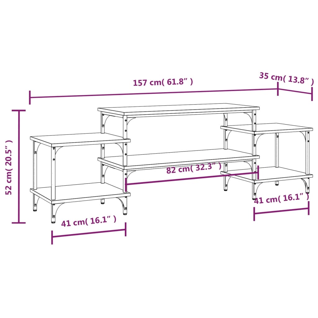 vidaXL füstös tölgy színű szerelt fa TV-szekrény 157x35x52 cm