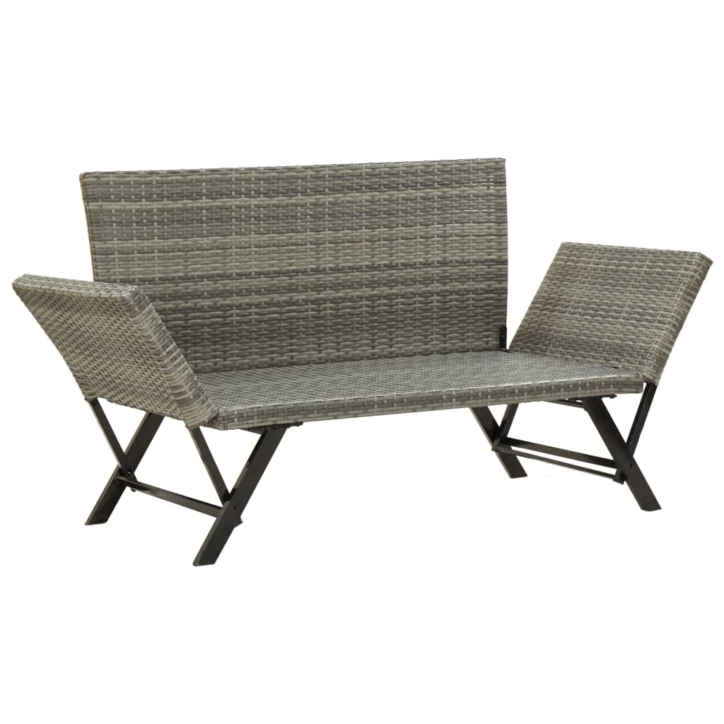 vidaXL szürke polyrattan kerti pad párnával 176 cm