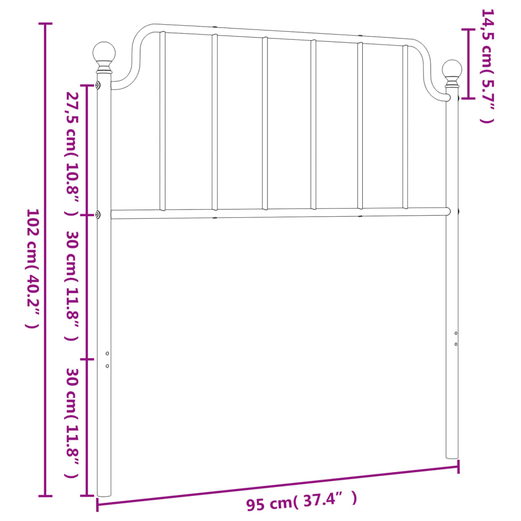 vidaXL fehér fém fejtámla 90 cm