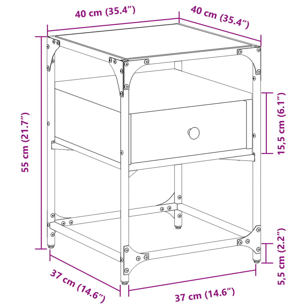 vidaXL 2 db fekete szerelt fa éjjeliszekrény 40 x 40 x 55 cm