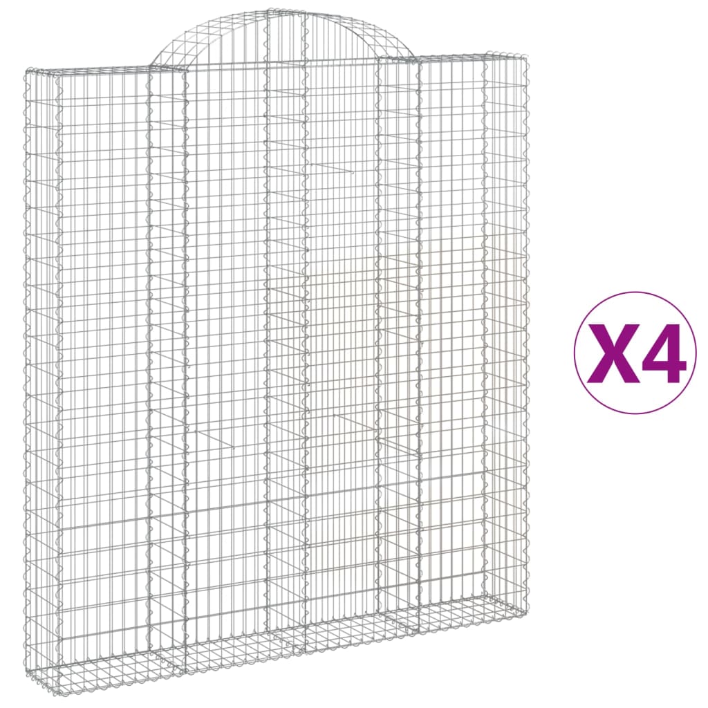 vidaXL 4 db íves horganyzott vas gabion kosár 200x30x220/240 cm