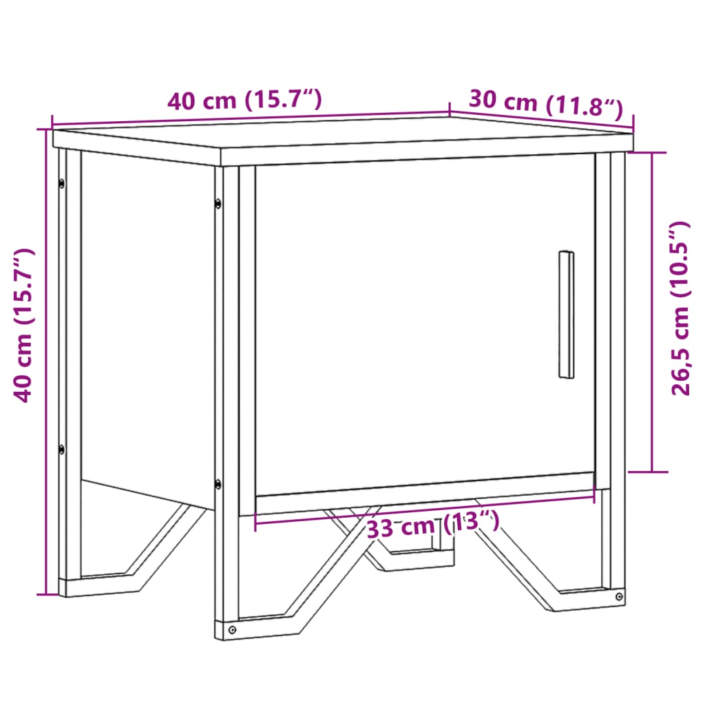 vidaXL 2 db barna tölgyszínű szerelt fa éjjeliszekrény 40x30x40 cm