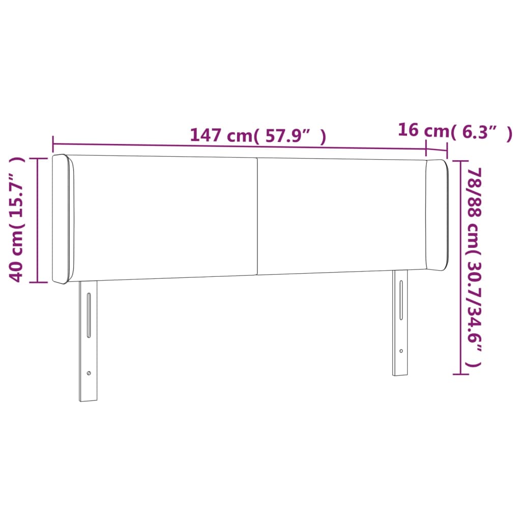 vidaXL fehér műbőr LED-es fejtámla 147x16x78/88 cm