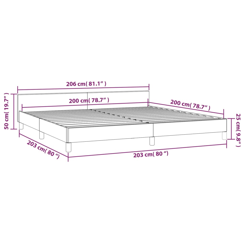 vidaXL krémszínű szövet ágykeret matrac nélkül 200 x 200 cm