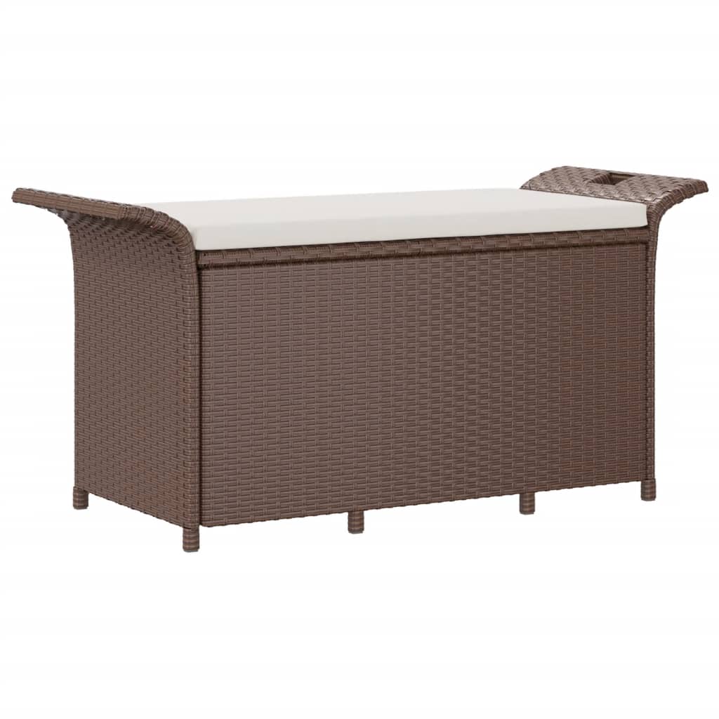 vidaXL barna polyrattan kerti pad párnával 116 x 46 x 57 cm