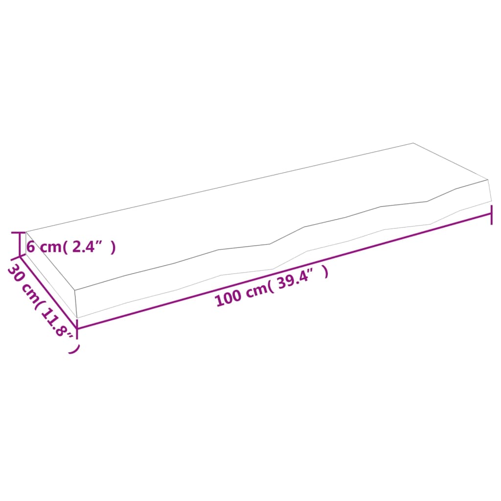 vidaXL sötétbarna kezelt tömör fa fürdőszobai pult 100x30x(2-6) cm