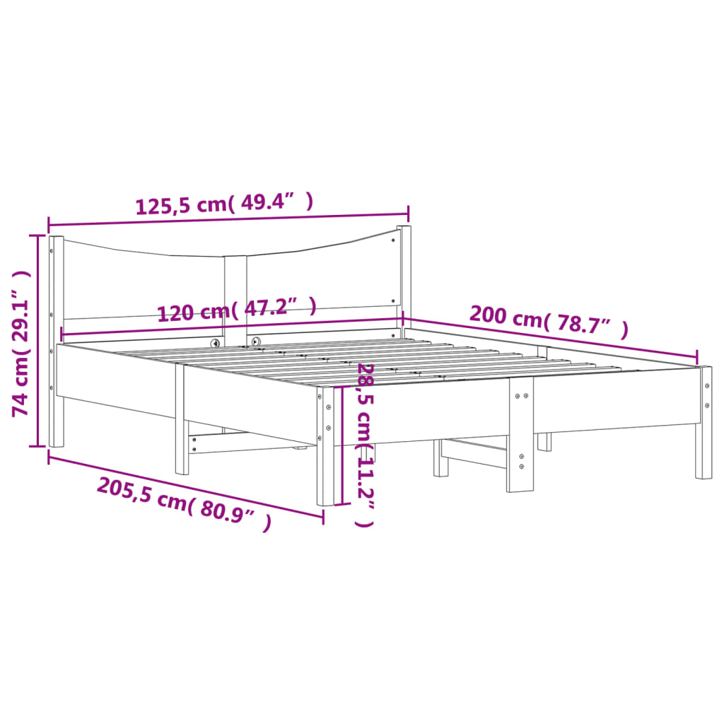 vidaXL viaszbarna tömör fenyőfa ágy matrac nélkül 120 x 200 cm