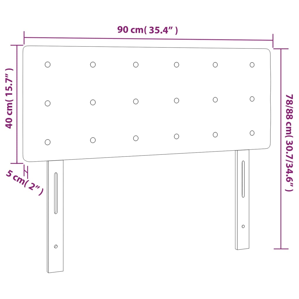 vidaXL fekete szövet LED-es fejtámla 90x5x78/88 cm