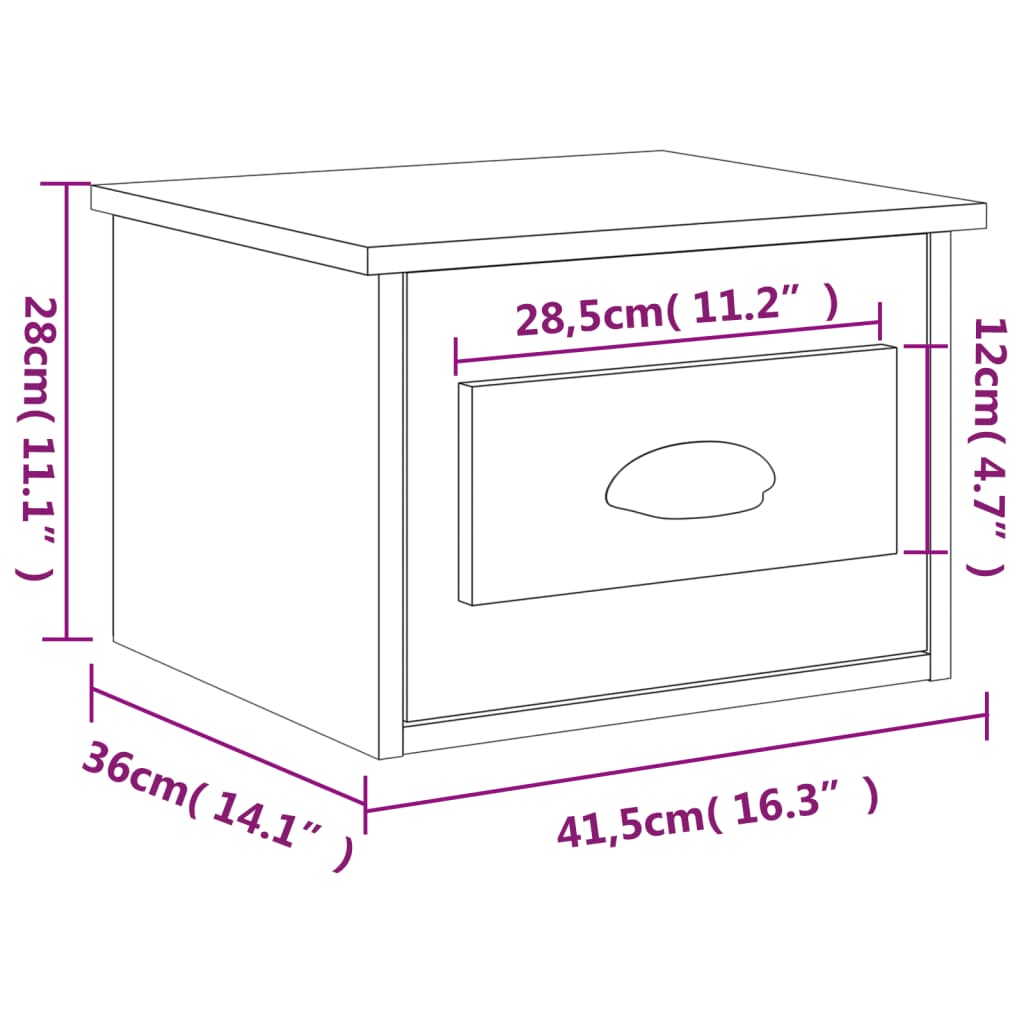 vidaXL 2 db magasfényű fehér fali éjjeliszekrény 41,5 x 36 x 28 cm