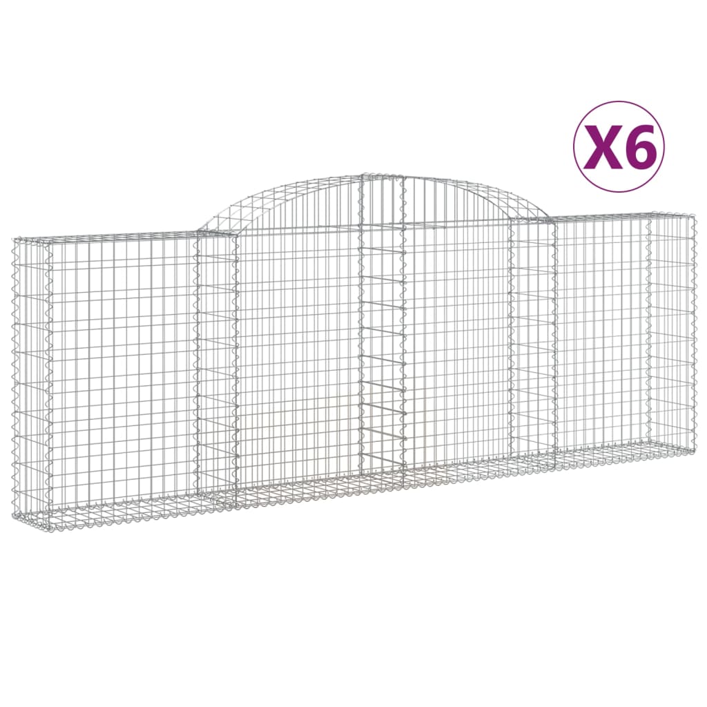 vidaXL 6 db íves horganyzott vas gabion kosár 300 x 30 x 100/120 cm