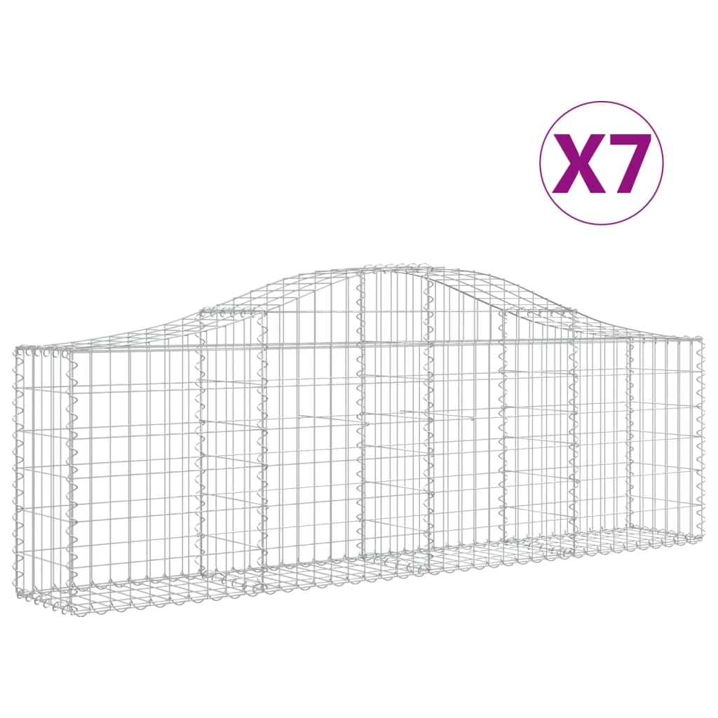 vidaXL 7 db íves horganyzott vas gabion kosár 200x30x60/80 cm