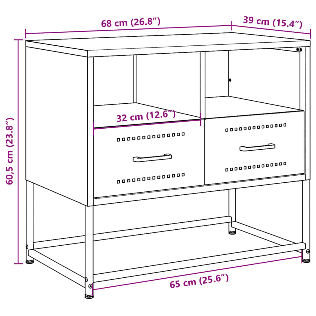 vidaXL antracitszürke acél TV-szekrény 68 x 39 x 60,5 cm