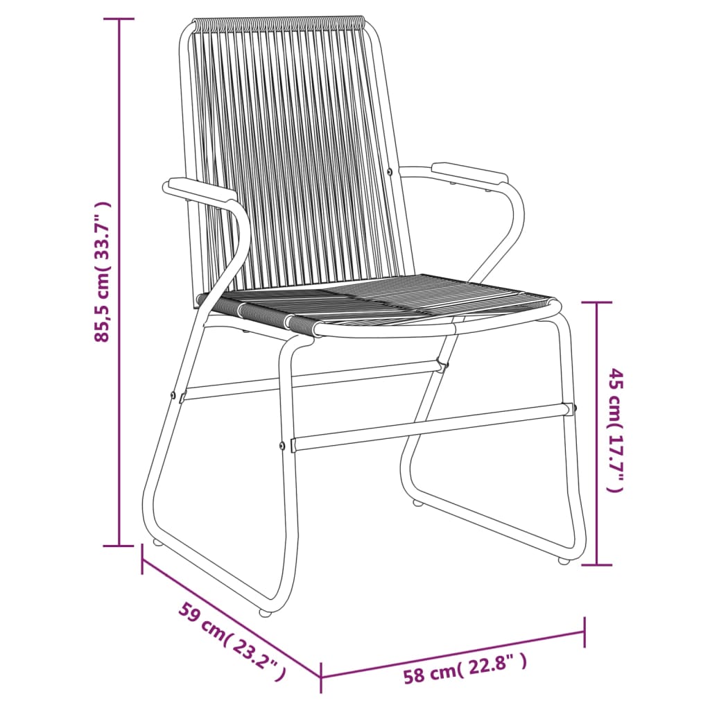 vidaXL 7 részes fekete PVC rattan kerti étkezőgarnitúra