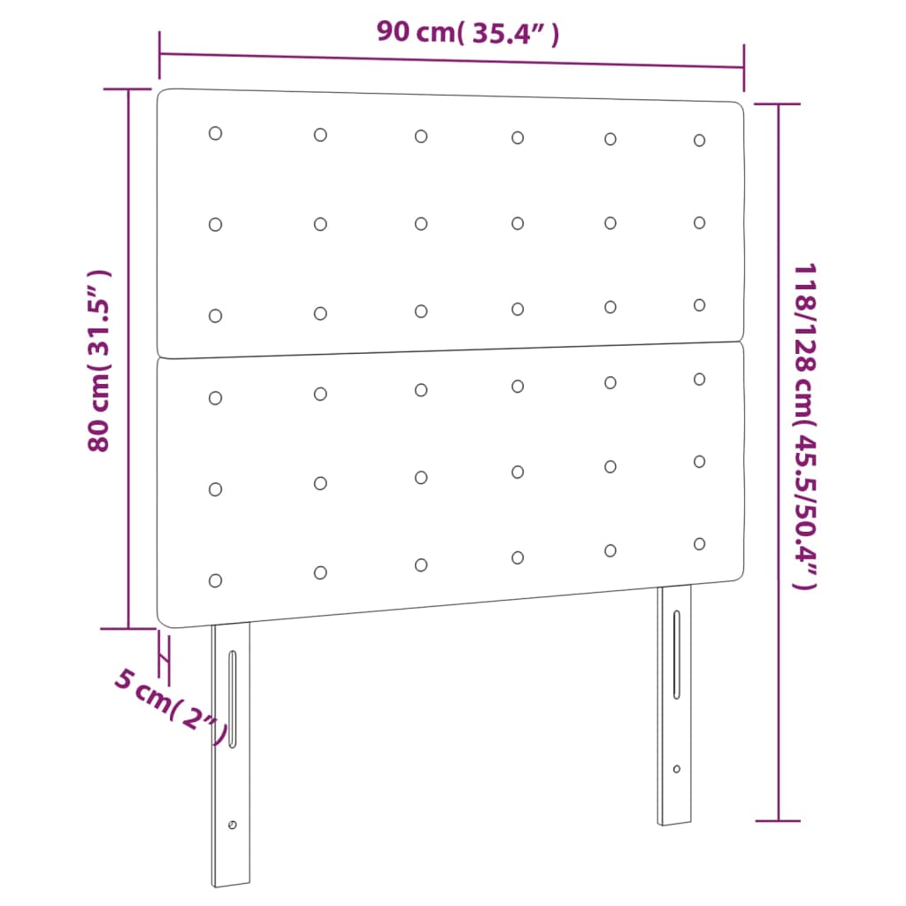 vidaXL 2 db cappuccino színű műbőr fejtámla 90 x 5 x 78/88 cm