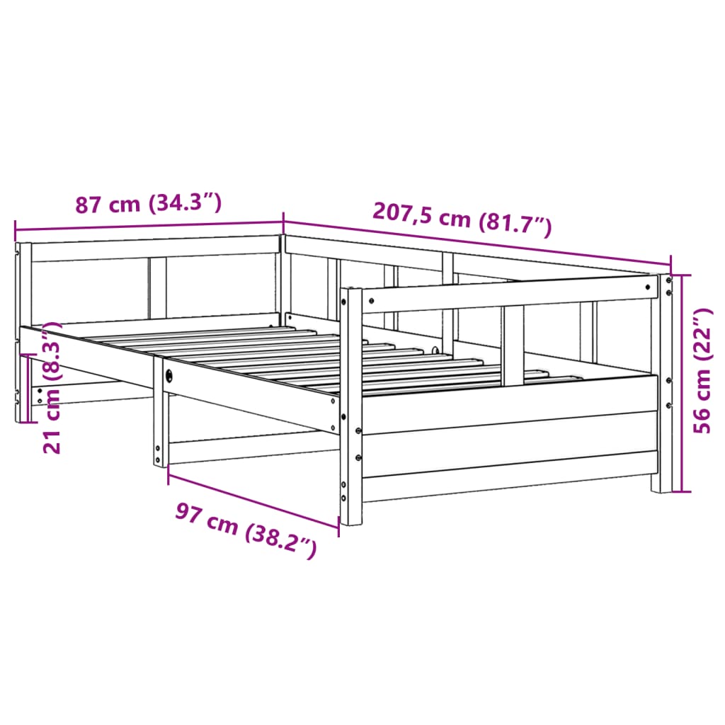 vidaXL fehér tömör fenyőfa kanapéágy matrac nélkül 80 x 200 cm