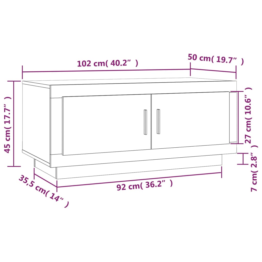 vidaXL sonoma tölgy színű szerelt fa dohányzóasztal 102 x 50 x 45 cm