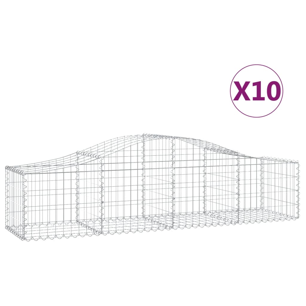 vidaXL 10 db íves horganyzott vas gabion kosár 200x50x40/60 cm