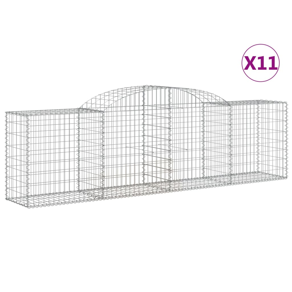 vidaXL 11 db íves horganyzott vas gabion kosár 300x50x80/100 cm