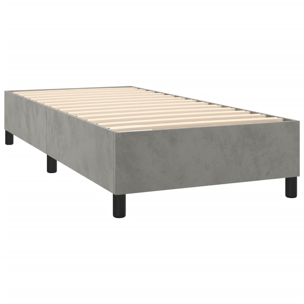 vidaXL világosszürke bársony rugós ágy matraccal 90 x 200 cm
