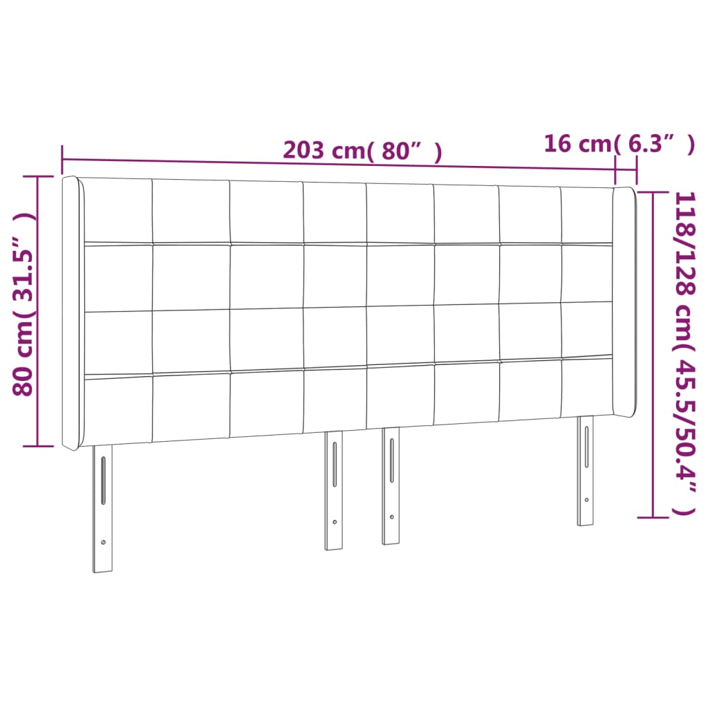 vidaXL sötétzöld bársony LED-es fejtámla 203x16x118/128 cm