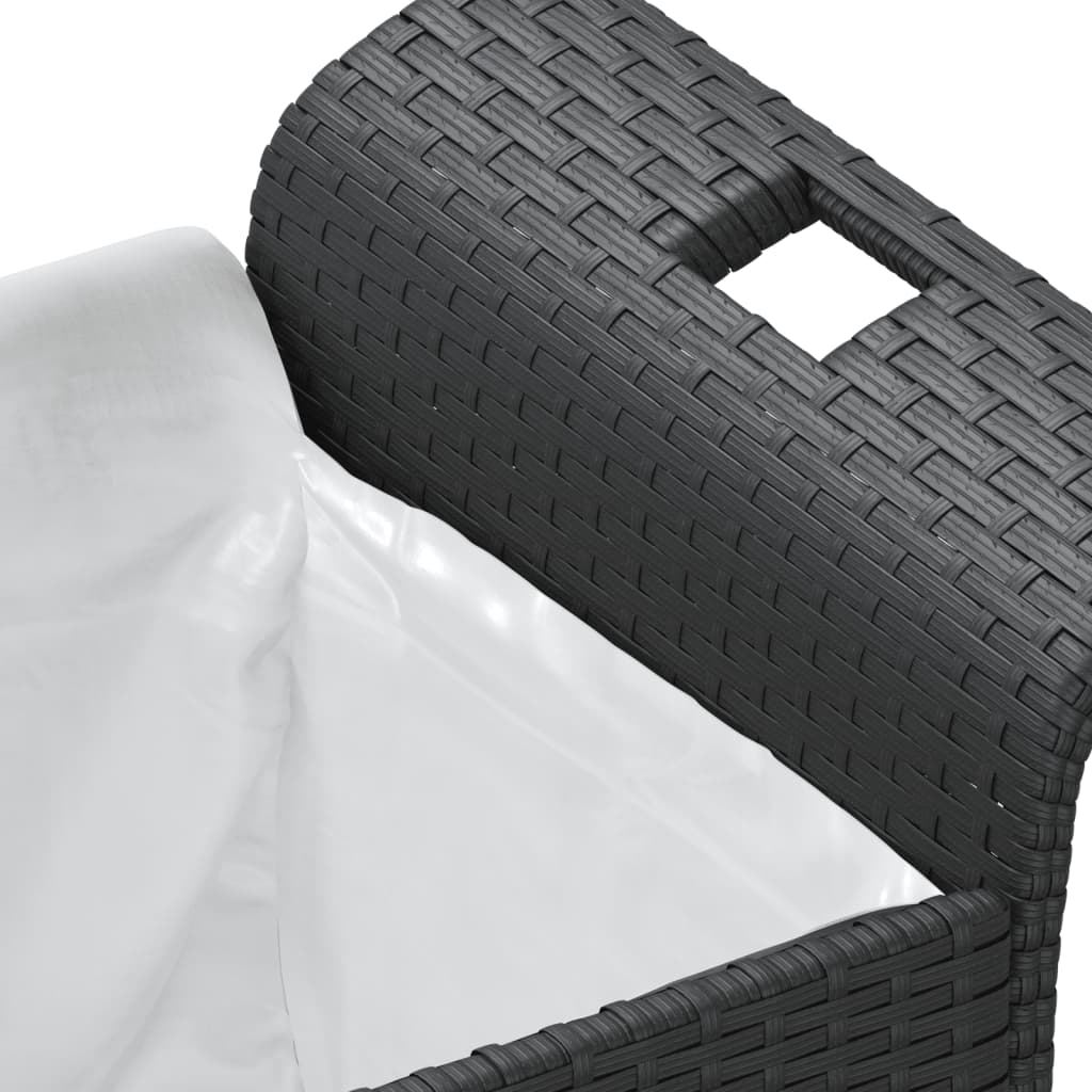 vidaXL fekete polyrattan kerti pad párnával 116 x 46 x 57 cm