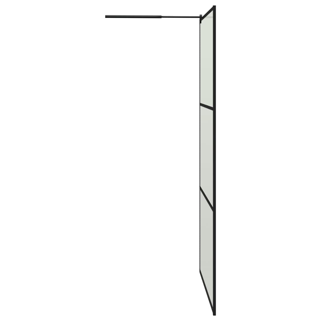 vidaXL fekete ESG üveg és alumínium zuhanyfal polccal 115x195 cm