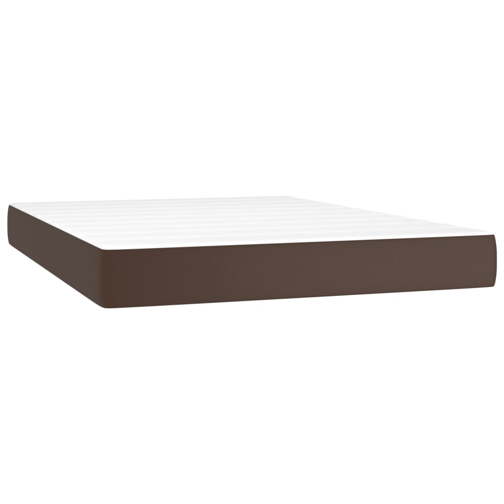 vidaXL barna műbőr rugós ágy matraccal 140 x 200 cm