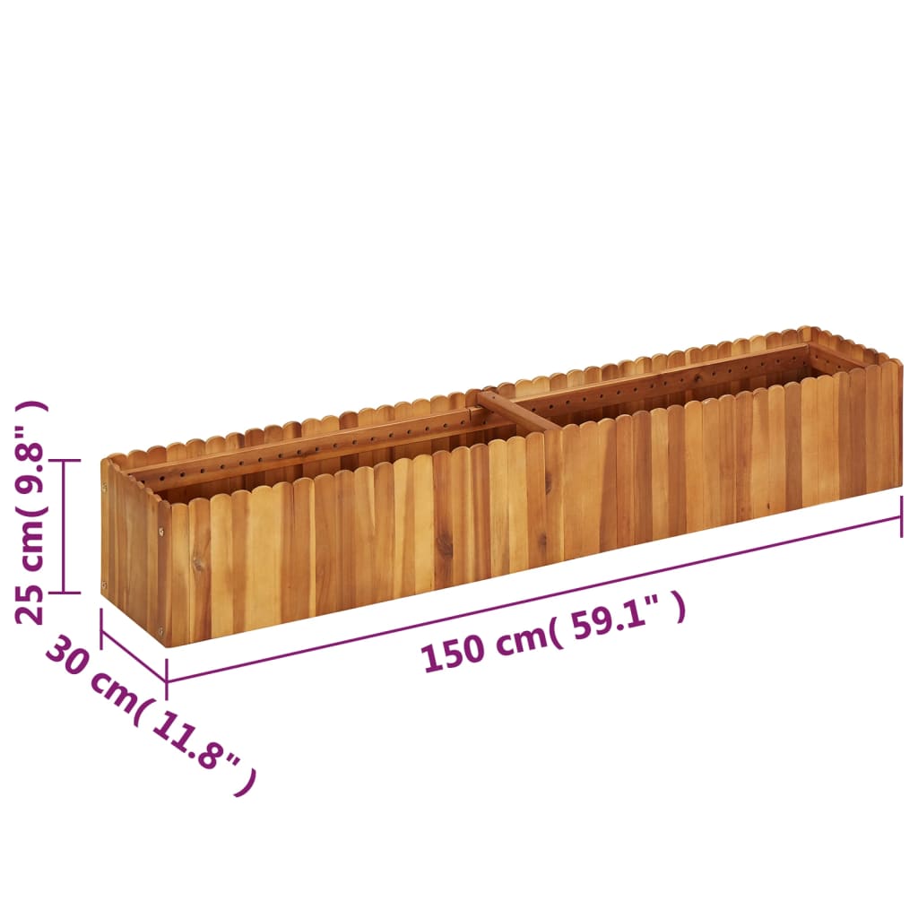 vidaXL tömör akácfa kerti magaságyás 150 x 30 x 25 cm