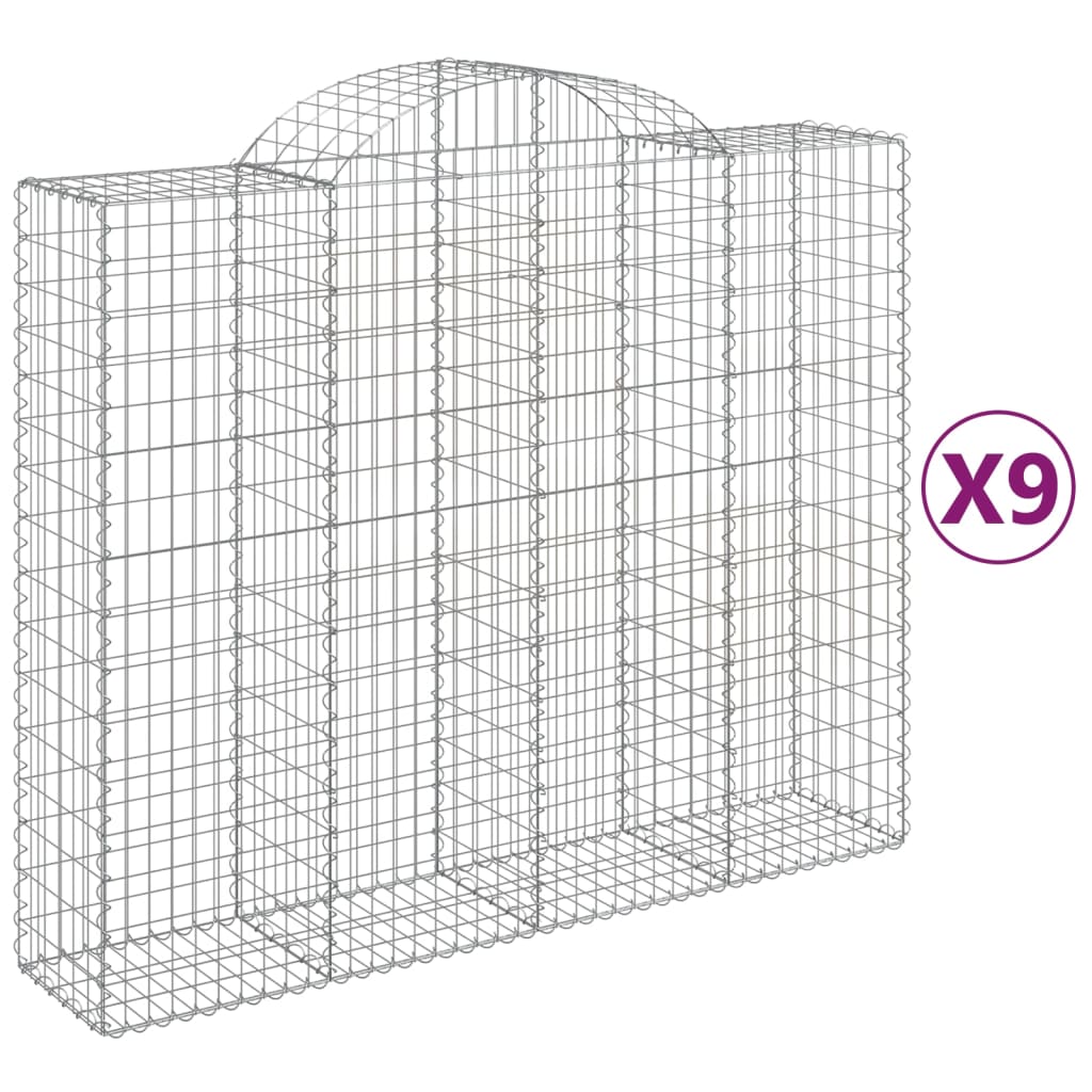 vidaXL 9 db íves horganyzott vas gabion kosár 200x50x160/180 cm