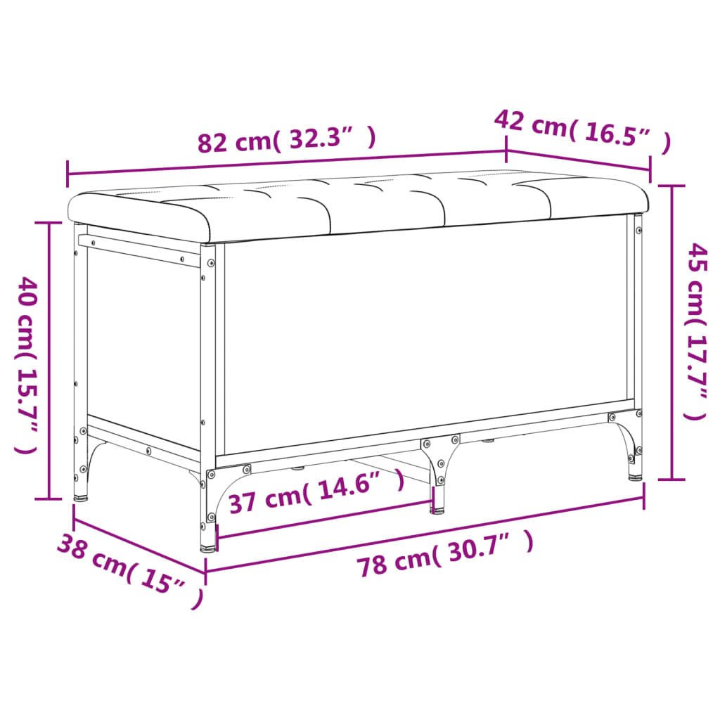 vidaXL sonoma tölgy színű szerelt fa tárolópad 82 x 42 x 45 cm