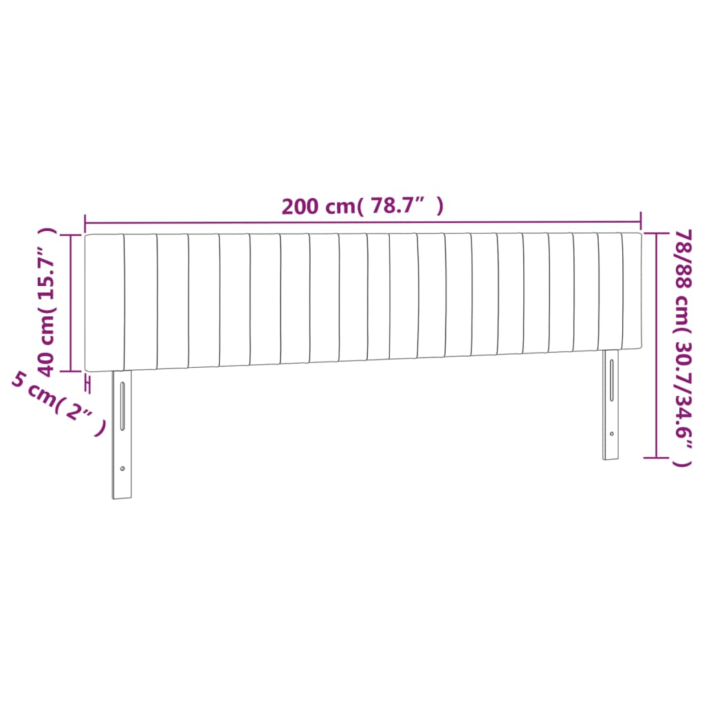 vidaXL tópszínű szövet LED-es fejtámla 200x5x78/88 cm