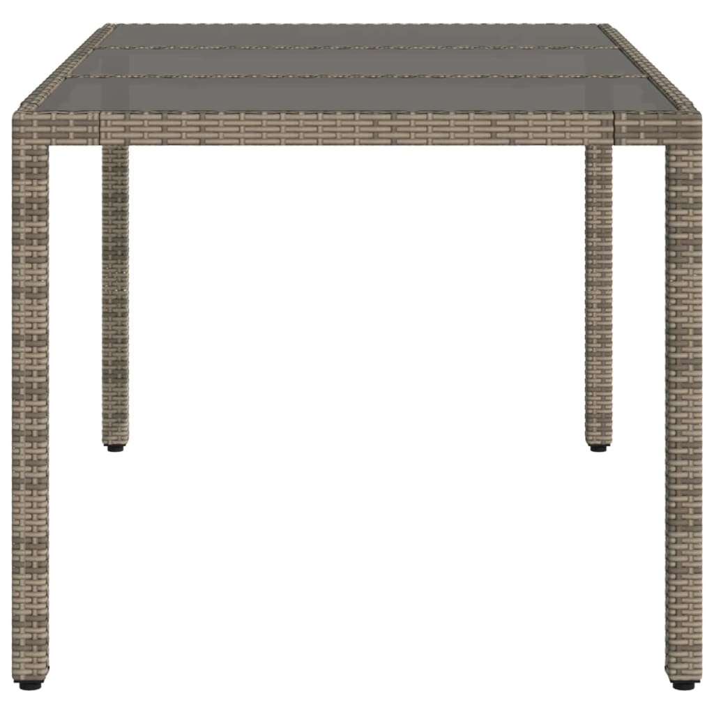 vidaXL szürke polyrattan üveglapos kerti asztal 150 x 90 x 75 cm