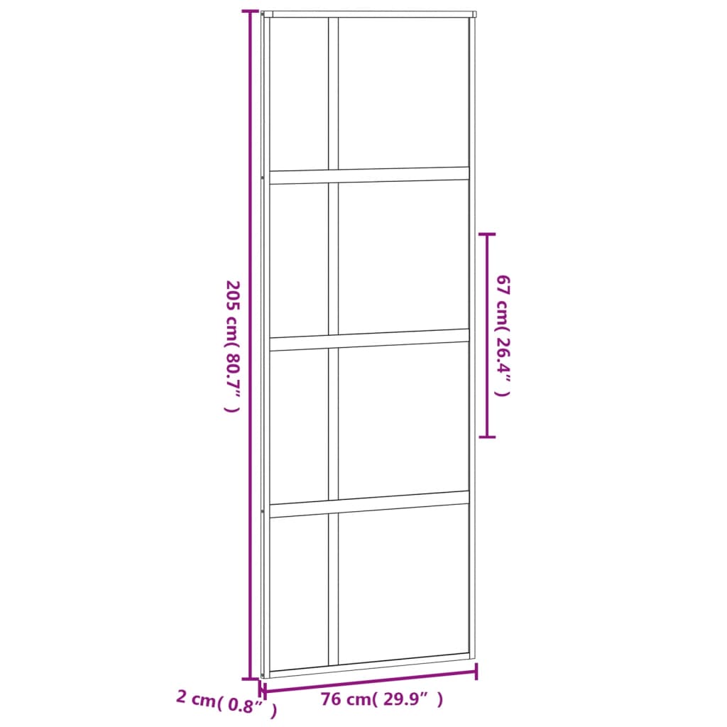 vidaXL fekete edzett üveg és alumínium tolóajtó 76 x 205 cm